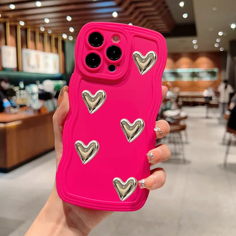 Чехол для телефона с 3D покрытием сердечками для Samsung Galaxy S23, ультрамягкий силиконовый чехол для Samsung A53, A73, A33, A23, S20FE, S22 Plus, S21