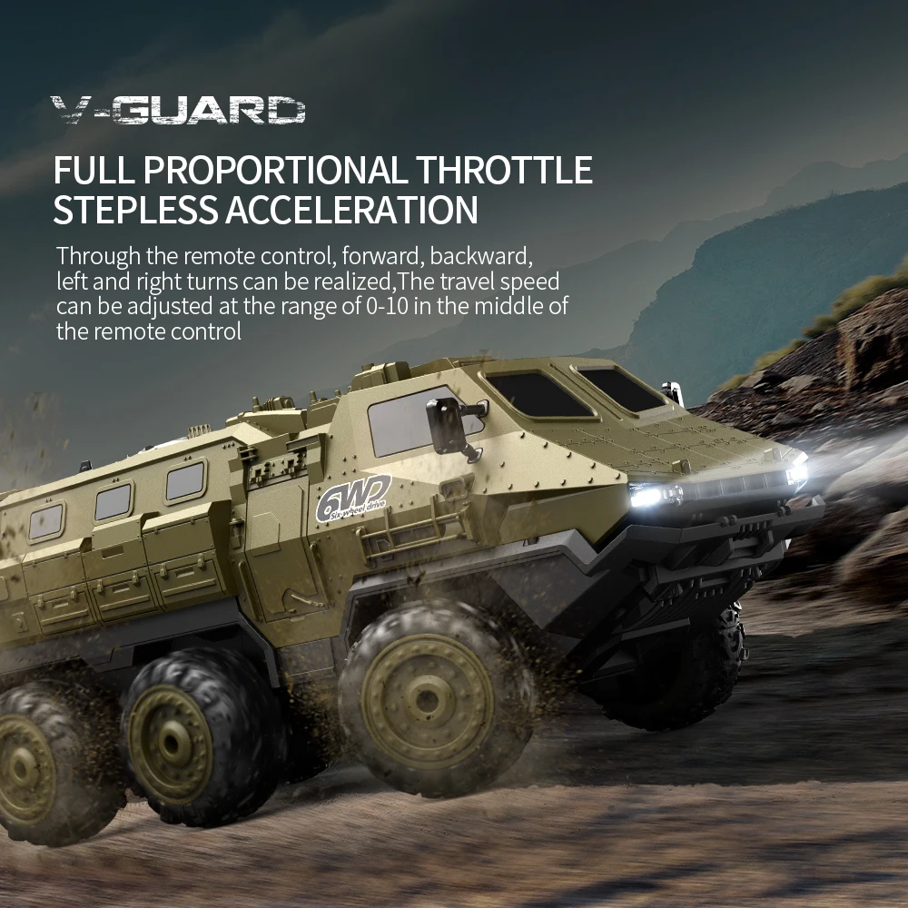 New 1:16 6WD Armored RC Car Simulation Military Transport Truck 360° Stunt High-speed Climbing 2.4G Remote Control Model Boy Toy 3