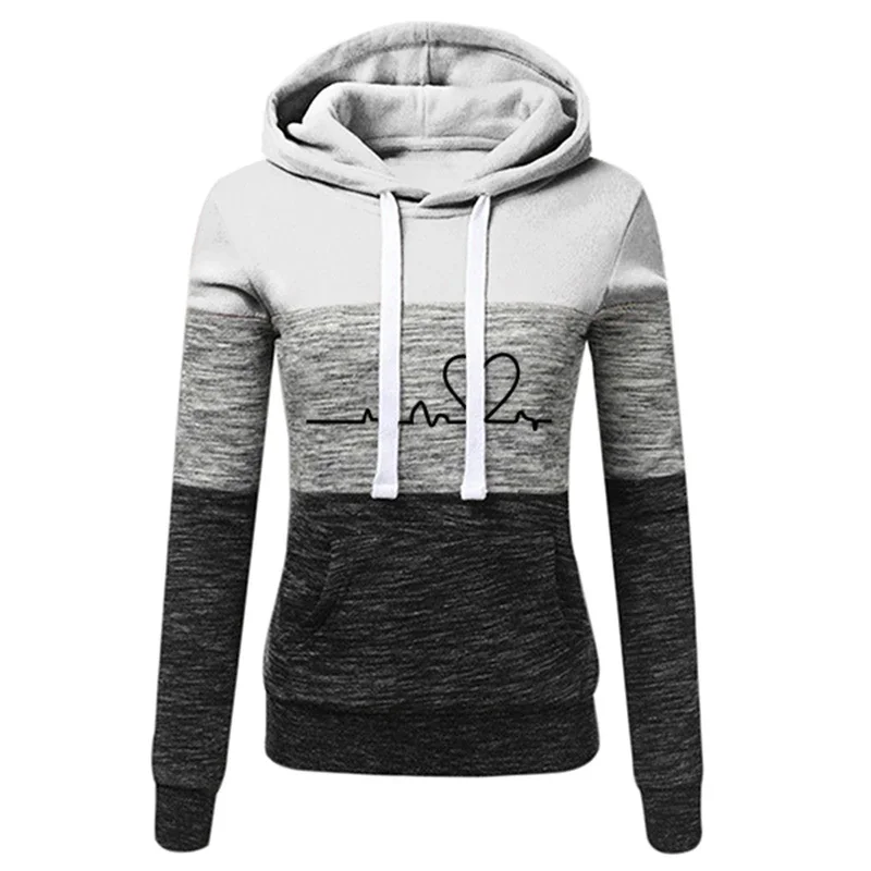 Autumn Winter Warm Women's Fleece Long Sleeve Hoodie Fashion Slim Fit Sweatshirt Ladies Casual Color Matching Outdoors Pullover 6