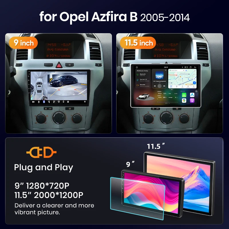 AWESAFE CarPlay inalámbrico Android Auto para Opel Zafira B Astra H 2005-2014, radio para coche, reproductor multimedia, estéreo, Wi-Fi, navegación GPS, 2 Din, autorradio, sistemas inteligentes para coche, 1280*720 IPS, unidad principal, FM, RDS, DSP, SWC, BT, Plug and Play, ISO 2