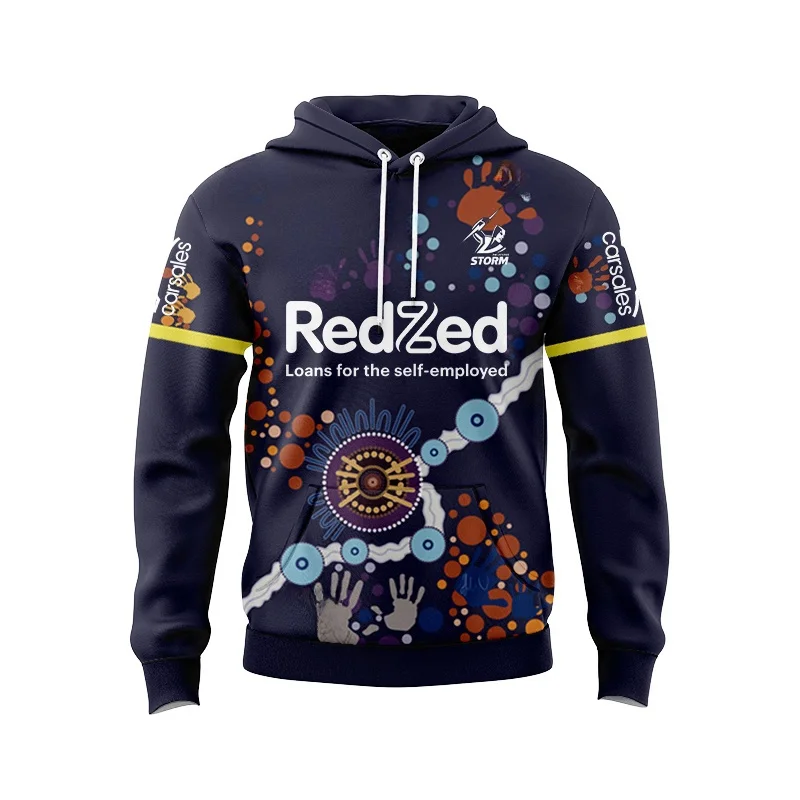 Sudadera con capucha para hombre NRL Storm | Camiseta polo de entrenamiento verde Melbourne Storm 2024 (nombre y número personalizados)