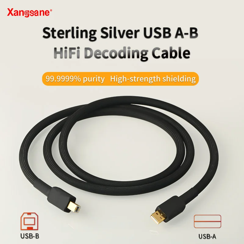 Xangskin 6N Sterling Silver Hifi Usb Dac Cavo Di Decodifica Usb A-B Dati Ad Alta Fedeltà Audio Cavo Digitale Scheda Audio Mixer Decoder