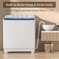Washing Machine, Twin Tub Washing Machine Laundry Compact Washer spinner Combo with 40lbs capacity, 24Lbs Washer and 16 2