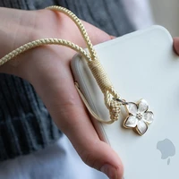 Vintage Artistic Phone Wrist Strap Charm Keychain Elegant Handwoven Flower Lanyard Anti-drop Girl Woman Bracelet for IPhone 5