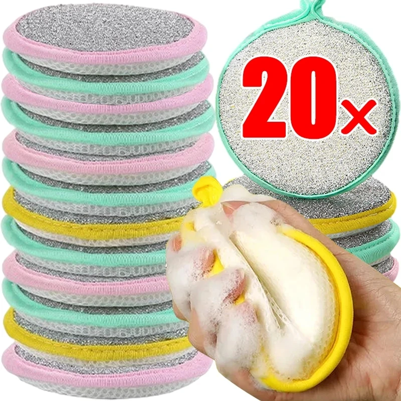 

Household Double Side Dish Washing Sponge Absorbent Scouring Pad Wipe Pan Pot Dish Cleaning Brush Magic Sponges Kitchen Rags