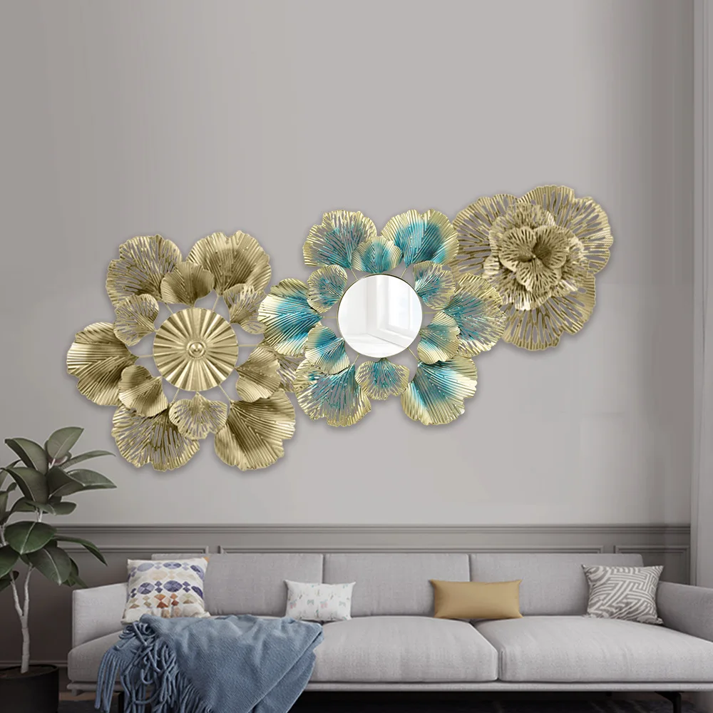 Home Decorations Ironwork Artificial Flower Living Room Modern Cafe Beauty Salon Clothing Store Metal Art Wall Hanging Ornaments