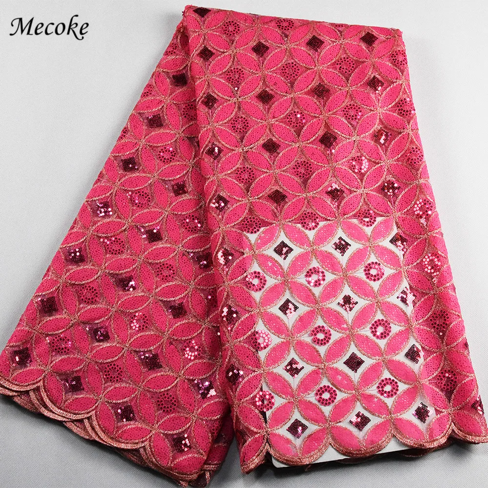 

Mecoke African Lace Fabric 2022 French Lace Fabric Bridal High Quality Embroidered Sequins lace Net Tulle Lace For Women Dresses