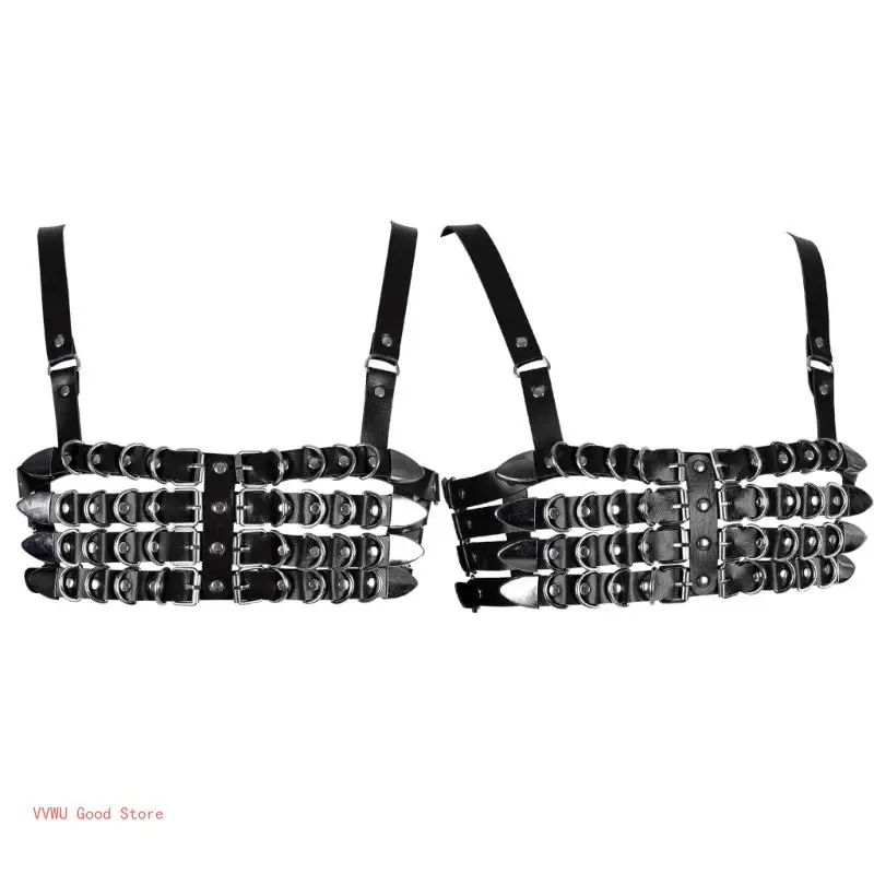 Ceinture chaîne poitrine Punk pour femmes, harnais superposé, chaîne poitrine pour bal danse