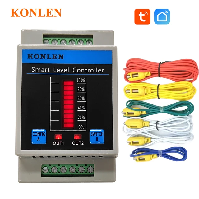KONLEN Water Level Sensor Tuya WIFI Tank Boiler Level Controller Pool Shower Flow Monitor Smart Life Flood Leak Alarm Detector 1