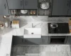 MEJE  Farmhouse Kitchen Sink,,Reversible Single/Double Bowl - White 3