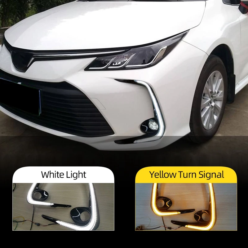 

Car LED DRL Daytime Running Lights Turn Signal Lights Fog Lights Decorative Bumper Lights For Toyota Corolla 2019-2021