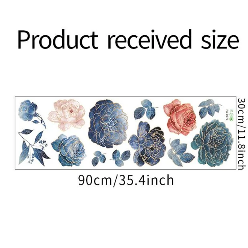 1Pcs Peony Flowers Rich Flower Group Wall Stickers For LivingRoom Sofa Self-Adhesive Painting Home Decoration Wall Decal 30*90CM