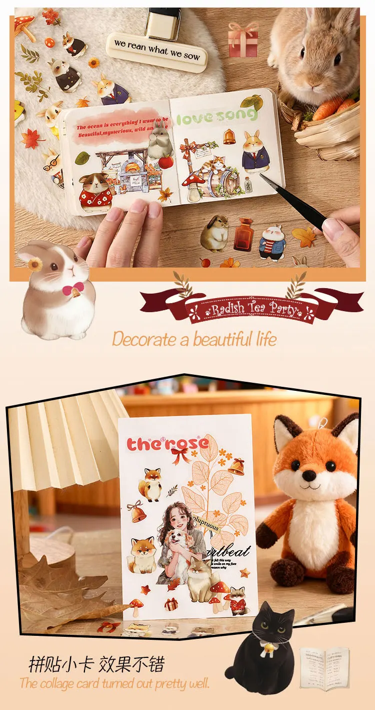 4 Stück PET-Aufkleber mit niedlichen Tieren, Welpen, Kätzchen, kreativ, dekorativ, handgefertigt, Scrapbooking-Material, Tagebuch, Album, Bastelbedarf – Detail 5