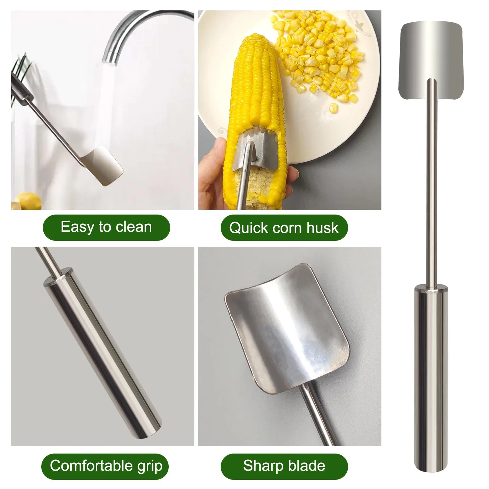 Stainless Steel Corn Cob Peeling Machine Separate & Enjoy Fresh Corn with Minimal Effort Fast Peeler Handle Stripper