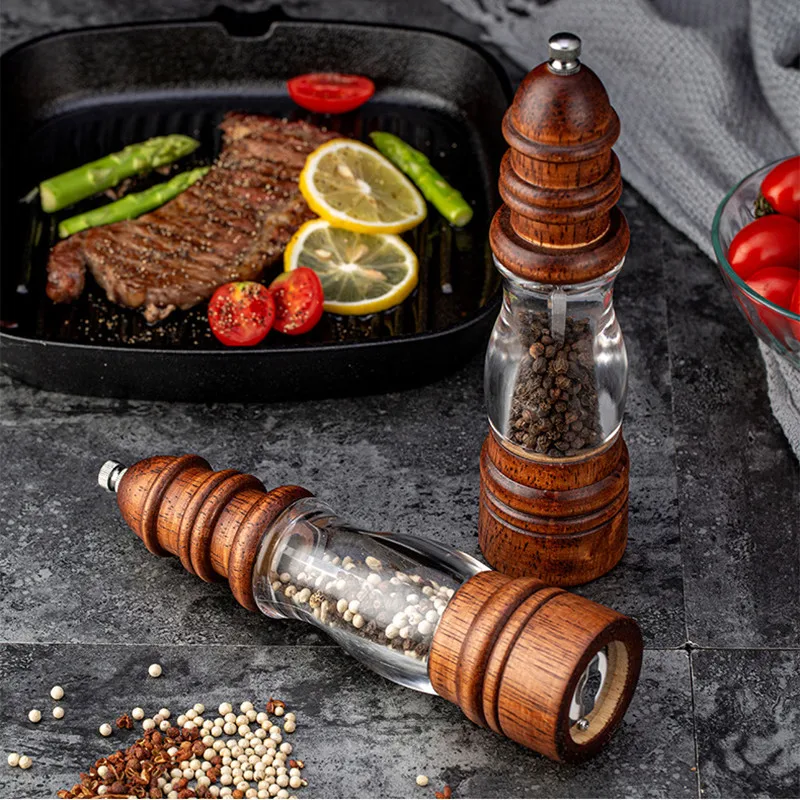New Pepper Grinder 22CM Household Manual Grinding Salt Pepper Grinder Kitchen Solid Wood Tool