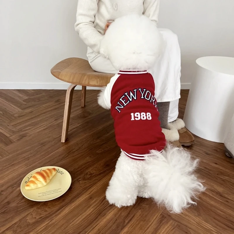 Puppy Sports Sweatshirt Letter Printed Dog Clothes Pet Baseball Clothes Teddy Winter Bichon Warm Two Legs
