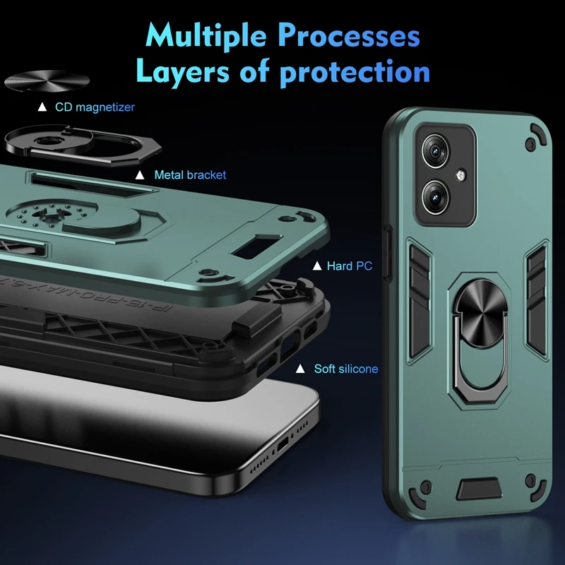 Shockproof Armor Case with Ring Cover - Durable Protection