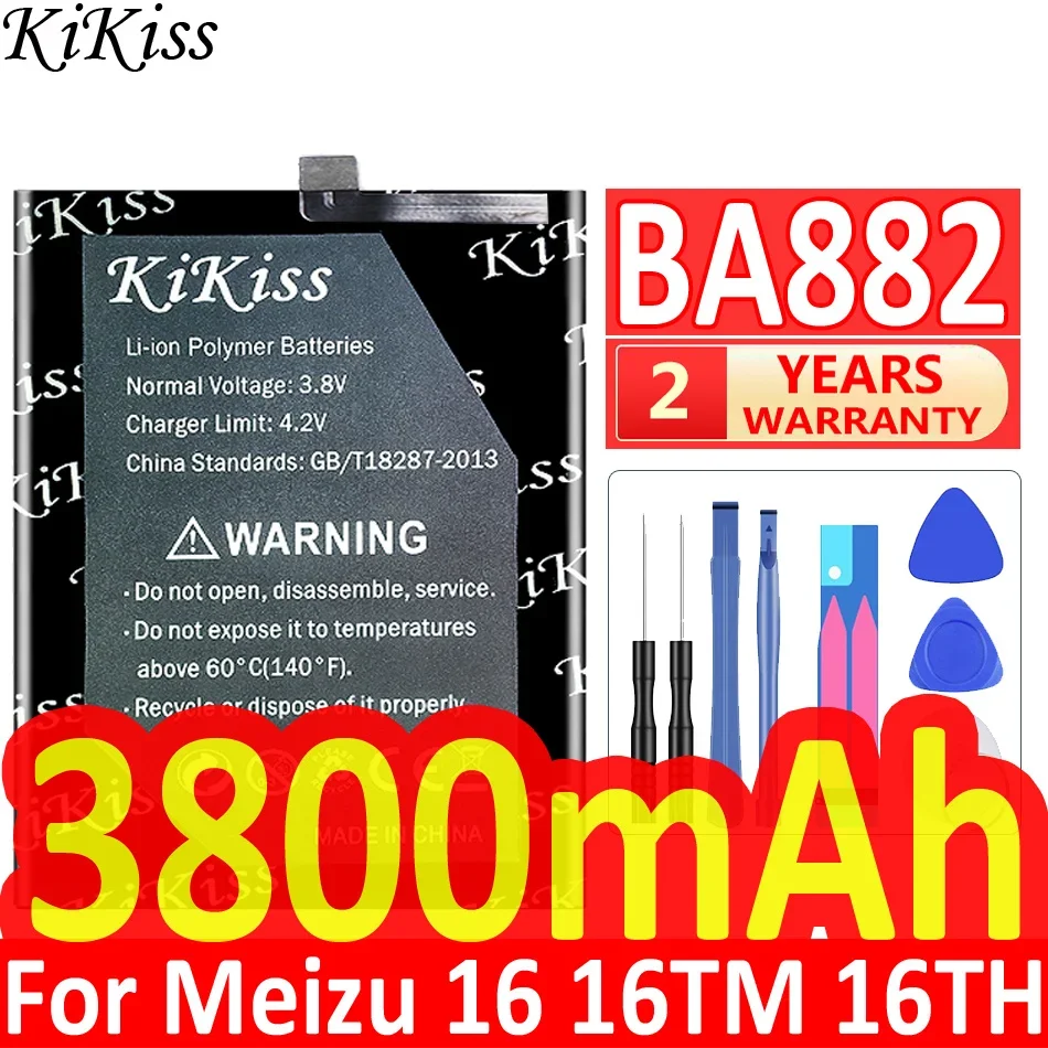 

KiKiss For Meizu 16 16TM 16TH Phone BA882 BA 882 High Quality Battery + Tracking Number