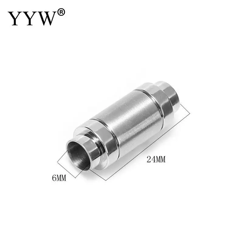 10pcs Stainless Steel 24mm Hole:Approx 6mm Strong Magnetic Clasp for Leather Cord with Safe Lock DIY Bracelet Jewelry Making