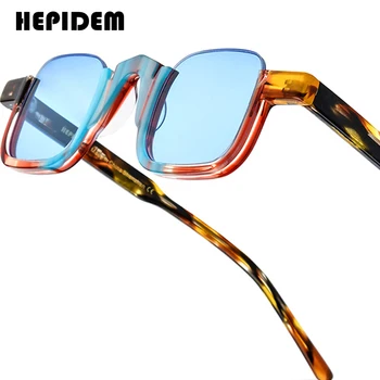 HEPIDEM Occhiali da sole polarizzati in acetato da uomo Trendy Famoso designer di marca Trasparente Retro Vintage Occhiali da sole quadrati gm y2k 9352 1