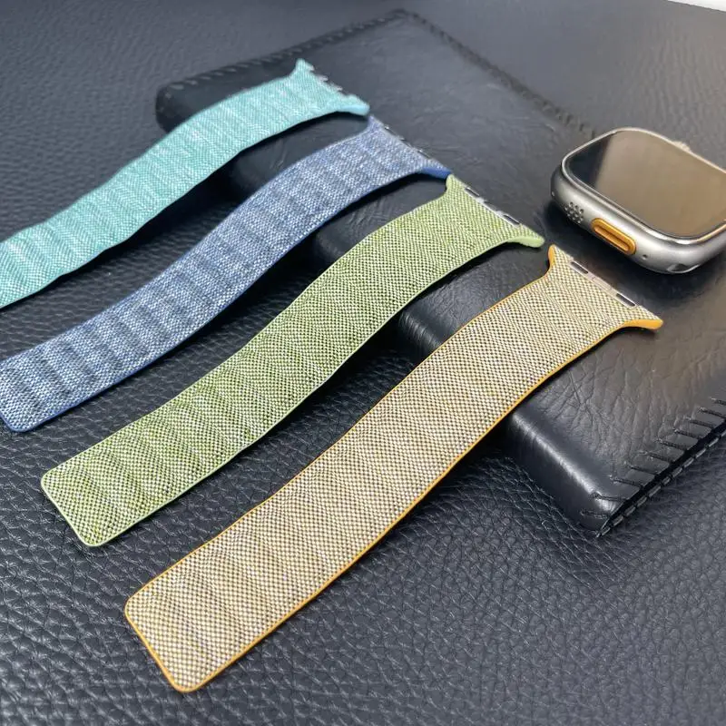 UKVipOrdersDenim-Armband für Apple Watch 11109 Ultra321 Band 49mm 44mm 45mm 42mm 40mm 38mm NYLON Schlaufenarmband – Detail 8