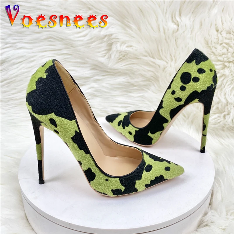 

Plus Size Women Casual Party Single Shoes Comfortable 12CM Camo Graffiti High Heels Brand Shallow Mouth Model Fashion Show Pumps