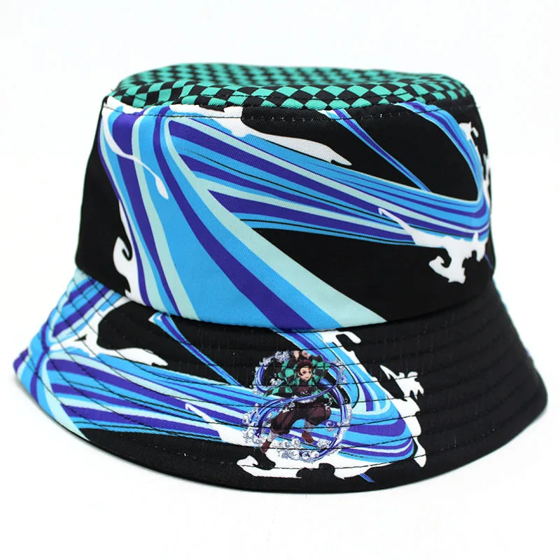

Anime Demon Slayer Bucket Hat For Women Men Kamado Tanjirou Cosplay Panama Bucket Cap Summer Fisherman Hats