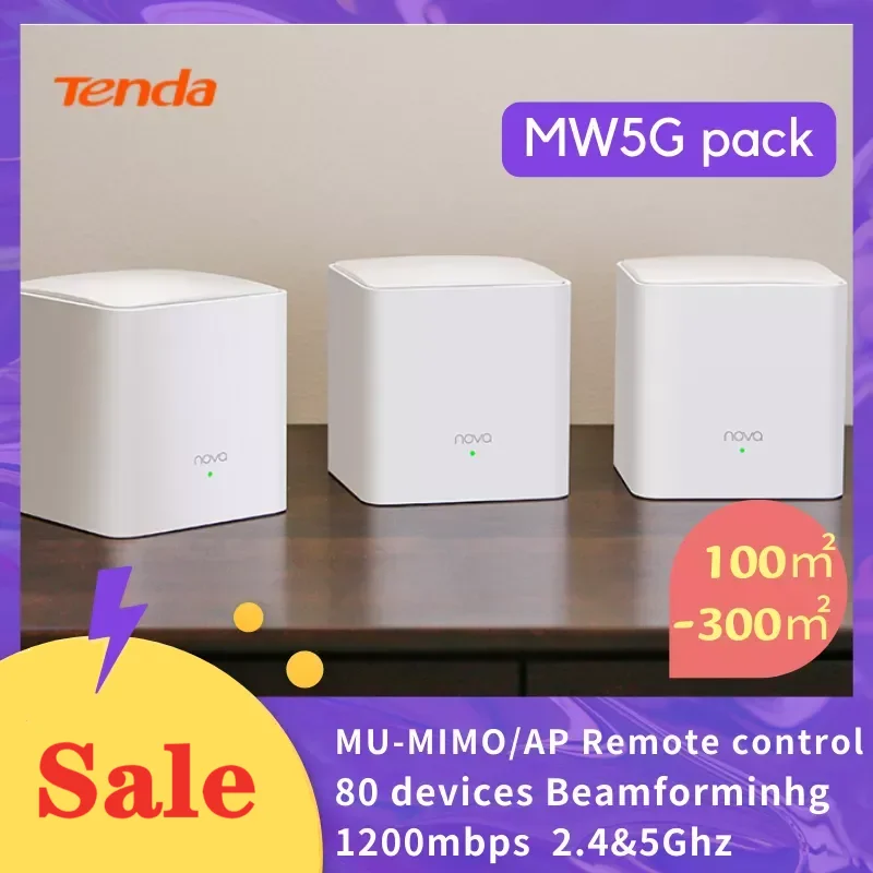 Tenda Mesh WiFi Router AC1200 2.4&5Ghz 1200mbps Up to 6000 Sq.ft Global Version Gigabit