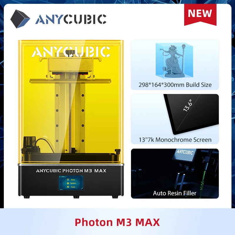 Tanie Anycubic drukarka 3D Photon M3 Max duży ekran LCD 13.6 ''7K 298*164*300mm rozmiar budowy sklep