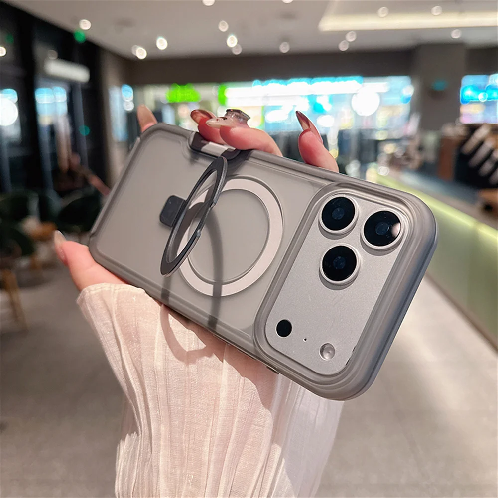 Foldable Magnetic Stand Phone Case - Clear Candy Color with Dual Layer Protection