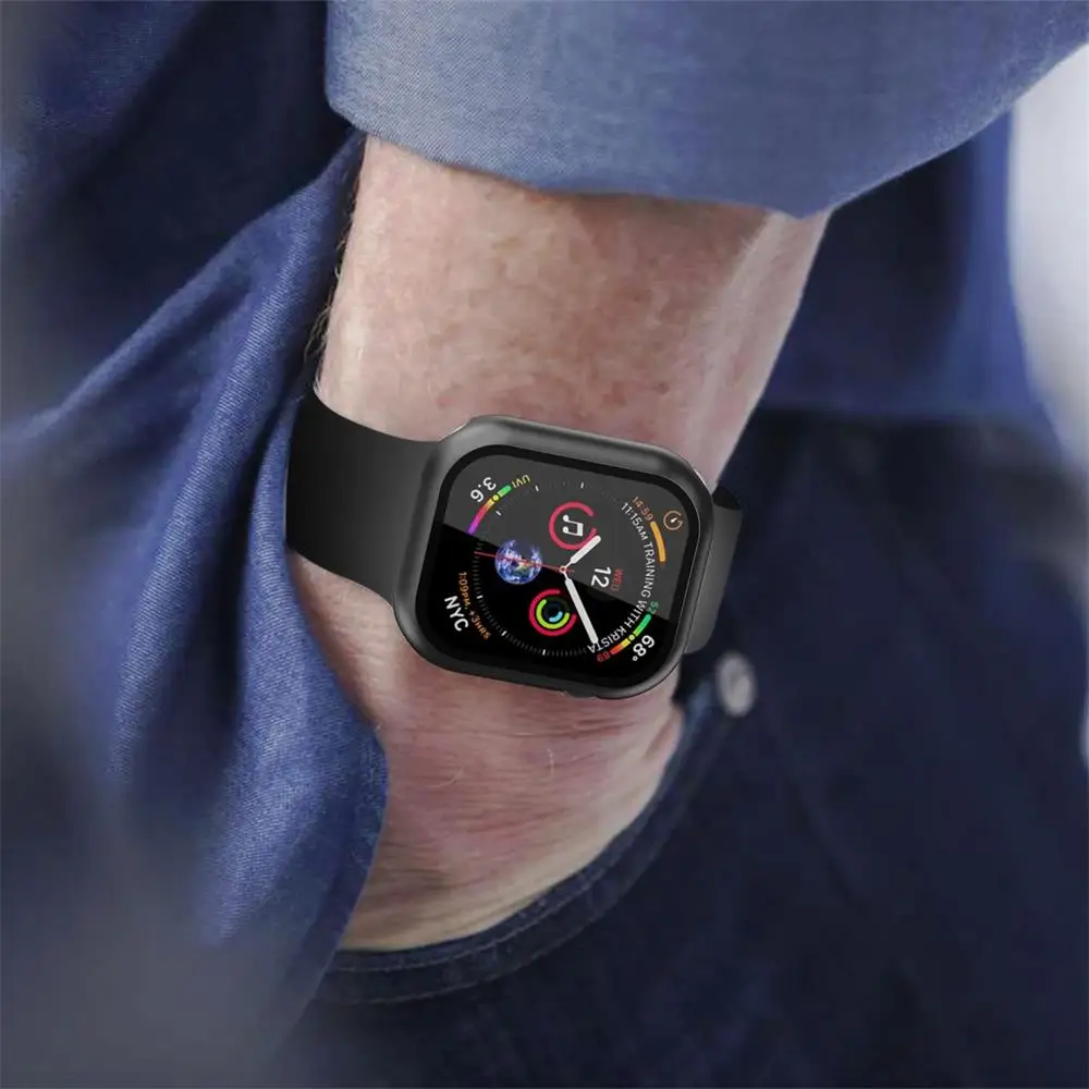 Glass+Cover For Apple Watch case 44mm 40mm 45mm 41mm 42mm 38mm Accessories Screen Protector iWatch series 9 8 3 7 SE 6 5 4 3 2