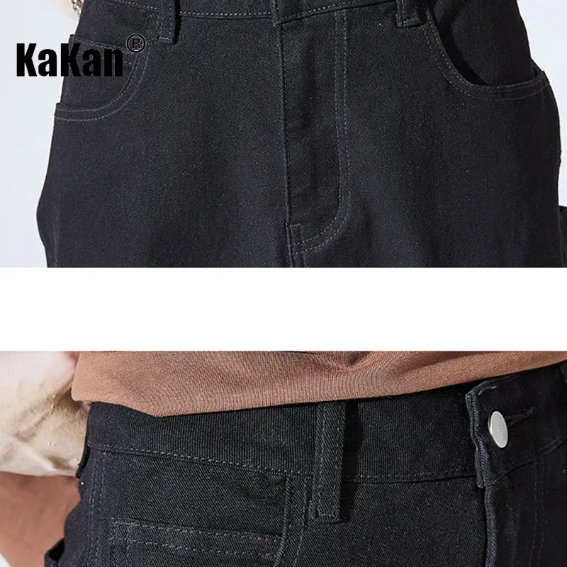 Kakan - New Niche Stretch Jeans for Men, Loose and Slim Straight Length Black Jeans K24-ZY2325
