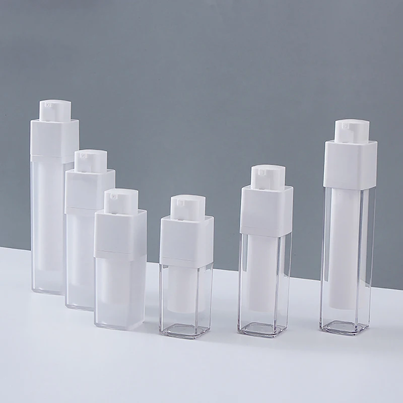 에어리스 펌프 회전 화장품 용기, 프로스트 이중층 두꺼운 사각형 로션, 빈 에어리스 병, 1 개, 15ml, 30ml, 50ml