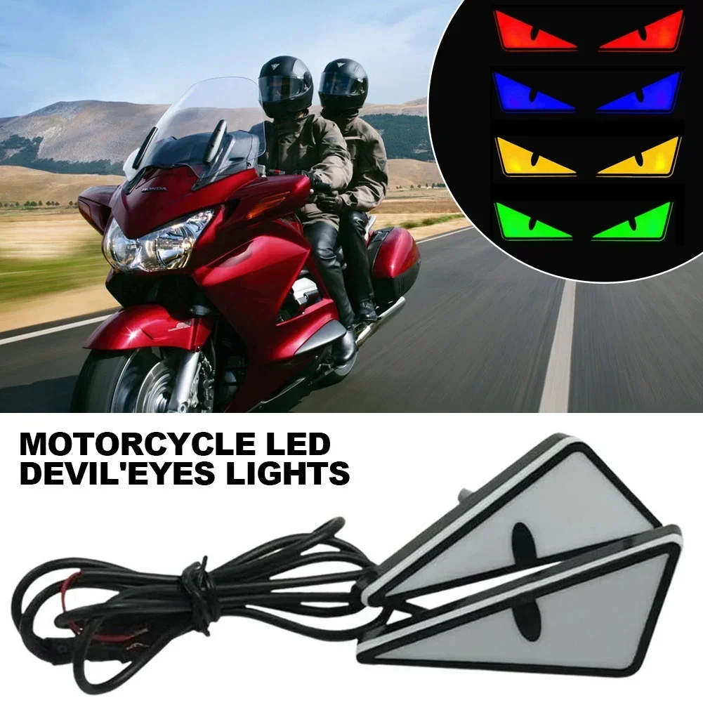 Motorcycle LED Triangle Half Circle Devil Eye Lights 1Pair Car Tail Decorative Lamp Mini Eagle Eye Lamp Exterior Accessories Motorcycle Led Lights Motorcycle Accessories Car Led Lights