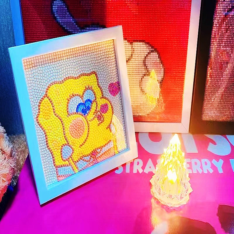 Anime SpongeBob Diamond Painting Kit Cartoon 5D DIY Round Diamond Mosaic Embroidery Children's Room Decor Handwork Toys Gift letter h bear round drill diamond painting 30 30cm