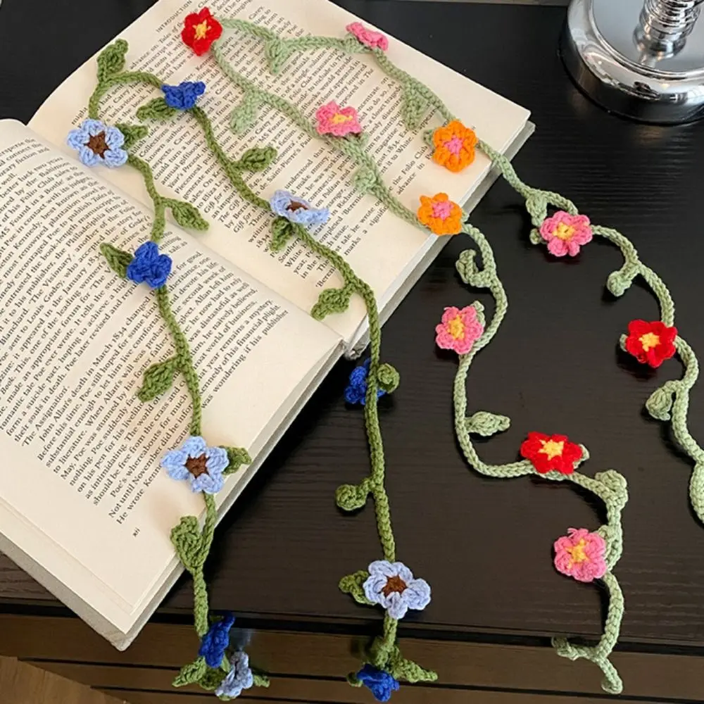 Cool Wool Knitted Scarf Handmade Crocheted Korean Style Rose Flower Shawl Harajuku Style Ribbon Knit Headband Ladies