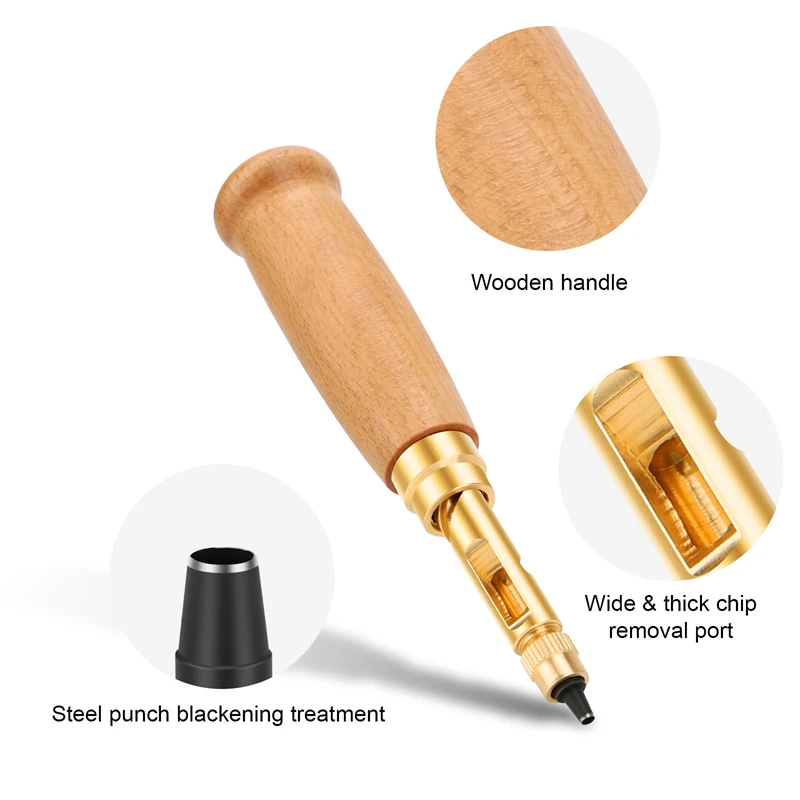 DIY Accessories Leather Punch Tool With 6 Size Tip 1.5–4.0mm Automatic Belts Screw Punch Tool Kit