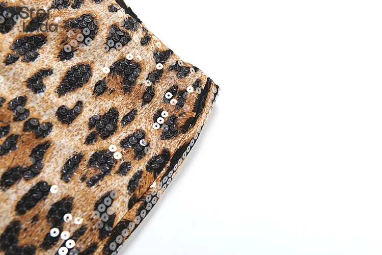 sisterlinda Autumn Release Junior Mini Milk Silk High Street Kurze Hosen K24P56756 Mädchen Leopard Slim Fashion Glitter Kurze Hosen – Detail 3