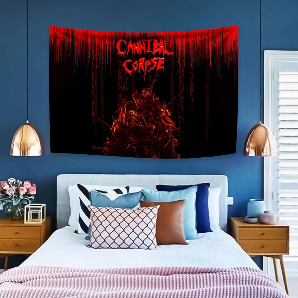 Tapestry Decorations Heavy Metal Band Tapestry Cannibal Corpse Rock Music Home Decor Aesthetics Wall Hanging Covering Cloth Dormitory Background