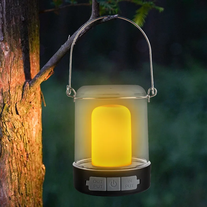 Outdoor Camping LED Flashlight Touch 3 Colors USB Rechargeable Portable LED Tent Lantern Outdoor Portable Emergency Light Bulb