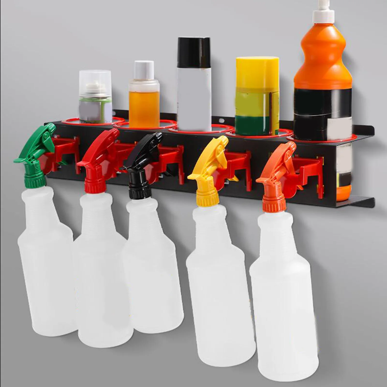 Spray Bottle Storage Rack Wall Mounted Material Accs Rack Hanger Can Detailing Spray Can Organizer for Car Workplace Garage 4