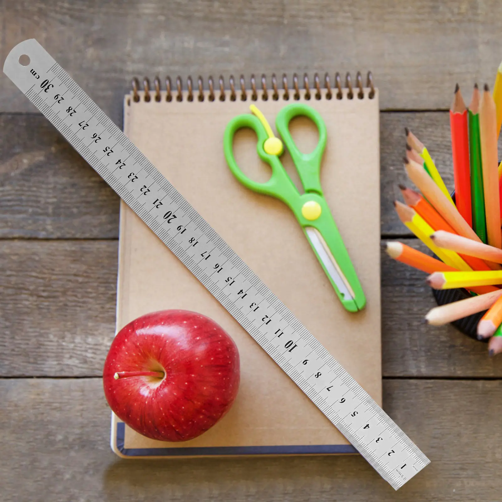 4Pcs 측정 눈금자 스테인레스 스틸 양면 스케일 15 20 30 40Cm 엔지니어 건축가를 위한 전문 금속 눈금자 세트