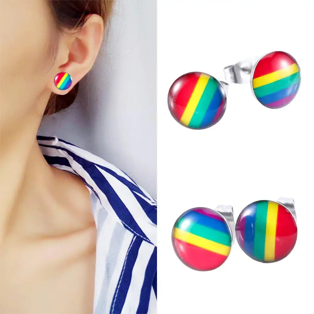 

Wedding Rainbow Gay Lesbian Earrings Ear Studs Weave
