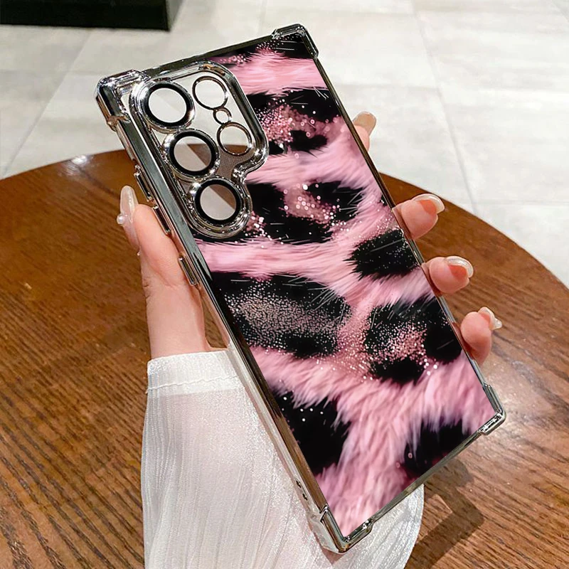 Pink Leopard Print Transparent Phone Case Cover