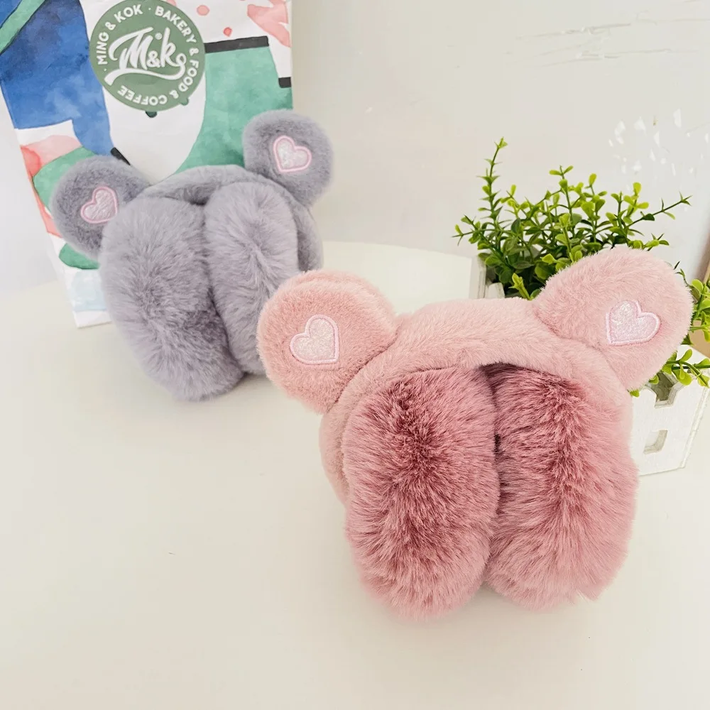 New Winter Children Earmuffs Sequins Love Ears Plush Women Earmuffs Riding Cold Proof Student Antifreeze Girls