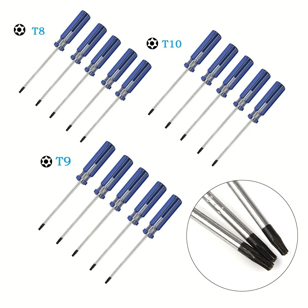 

5pcs Screwdriver With Hole Screwdriver T8 T9 T10 Torx Screwdriver 130mm Blue Hand Open Screwdriver Tool For Xboxs PS3 RepairTool