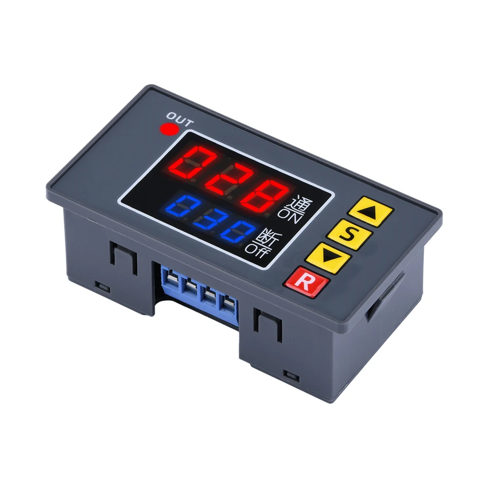 AC 110V 220V 12V Digital Time Delay Relay Dual LED Display Cycle Timer Control Switch Adjustable Timing Relay Time Delay Switch 3