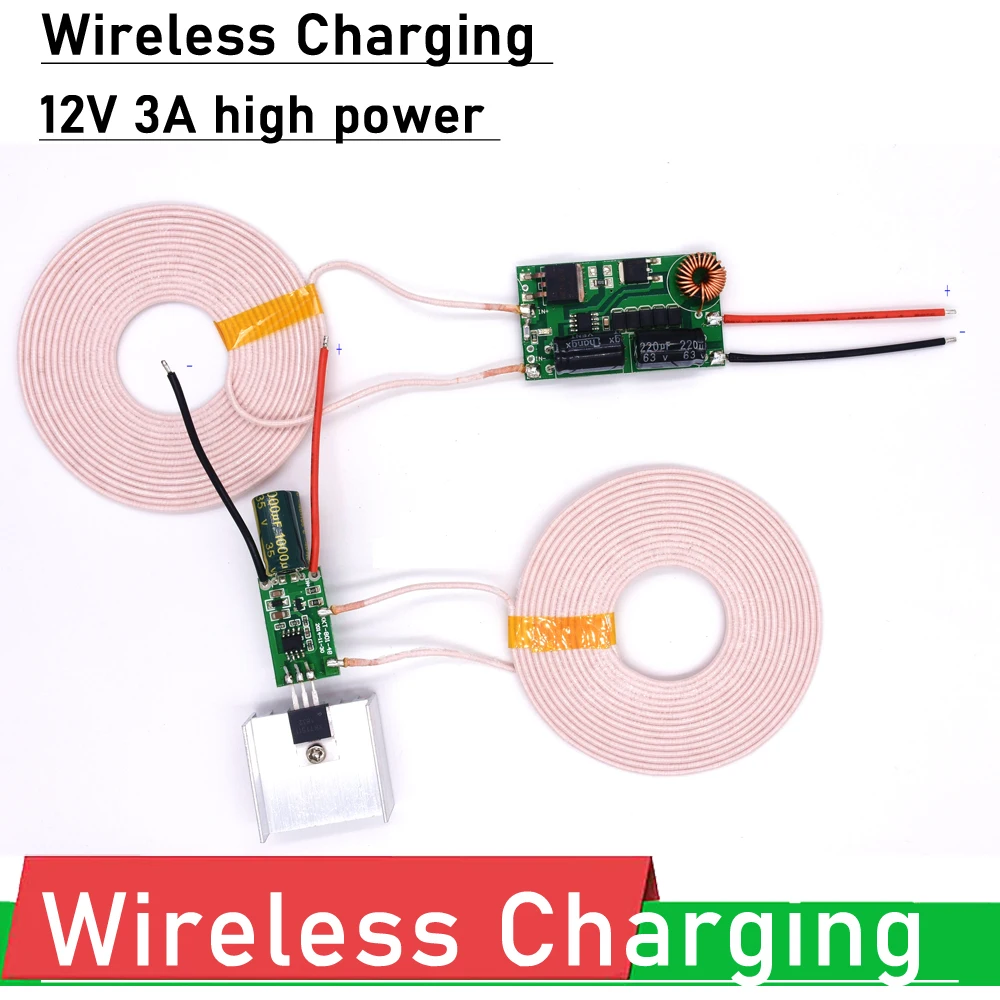 

DC 12V 3A high power Wireless power supply module Charger Remote Charger Coil Induction Receive 24V Transmitter + Receiver A