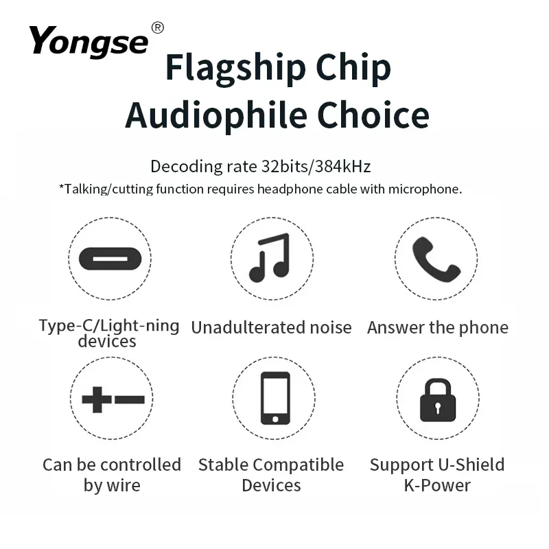 YONGSE Y01 Type-C Light-ning to 3.5mm/4.4mm Chip CX31993 CX31988 C100 Earphone Amplifie Digital Decoder Cable OTG DAC Adapter audio adapter headphone amplifier earphone amplifier adapter audio converter adapter headphone amplifier cable audio converter audio decoder audio converter amplifier headphone adapter headphone audio decoder