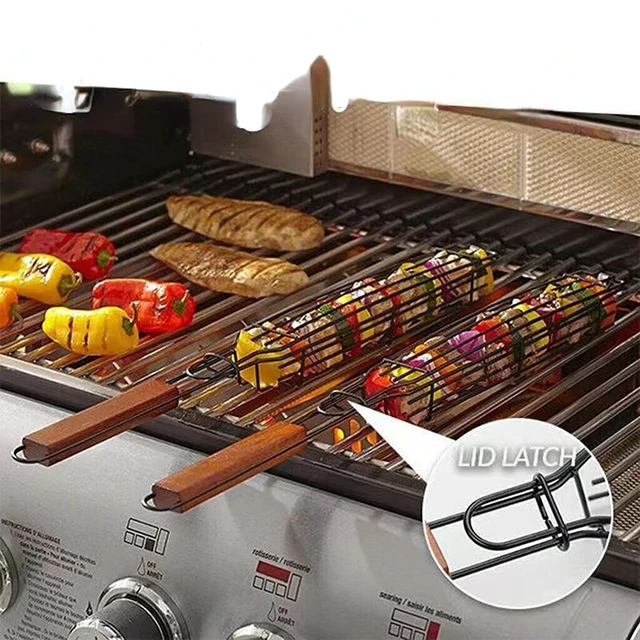 Grillkosár Kosár Rozsdamentes Acél Botlásellenes Grill-Grill Szerszámok Grill Háló Hús Hamburger Bbq - Image 5